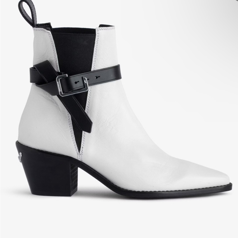 Zadig and Voltaire Tyler Cecilia Vintage White Patent‎ Leather boot size 6